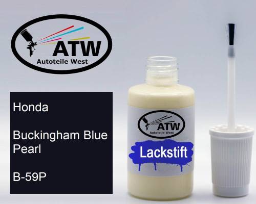 Honda, Buckingham Blue Pearl, B-59P: 20ml Lackstift, von ATW Autoteile West.